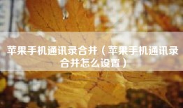 苹果手机通讯录合并（苹果手机通讯录合并怎么设置）